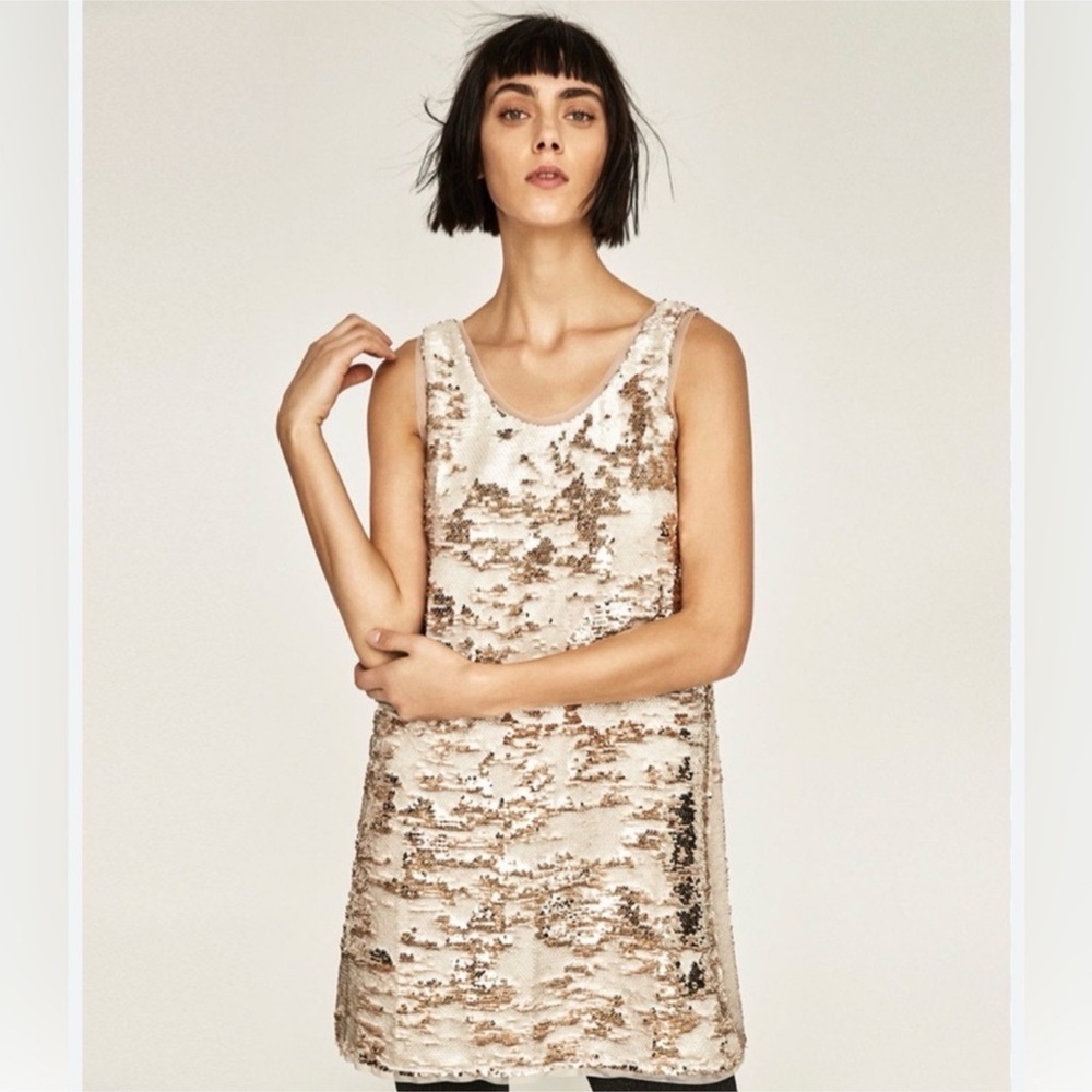Zara Champagne Sequin Mini Dress
